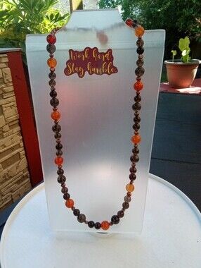 Handcrafted Carnelian, and Smokey Quartz Beaded Necklace